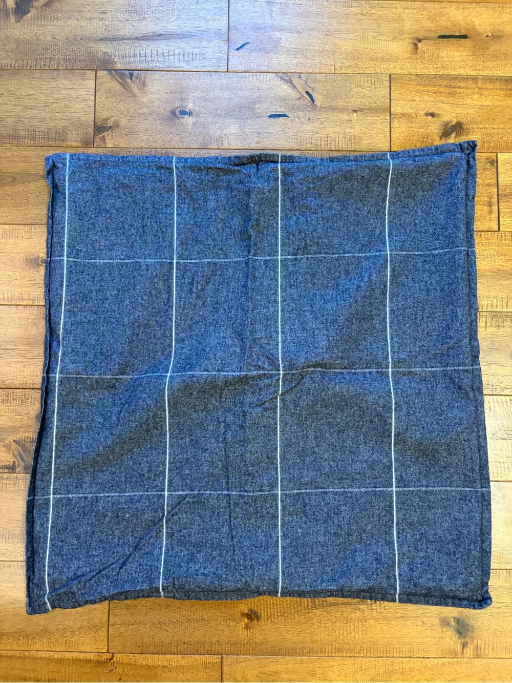 West Elm Windowpane Euro Sham Pillow Cover Navy Blue White Plaid Check Heathered